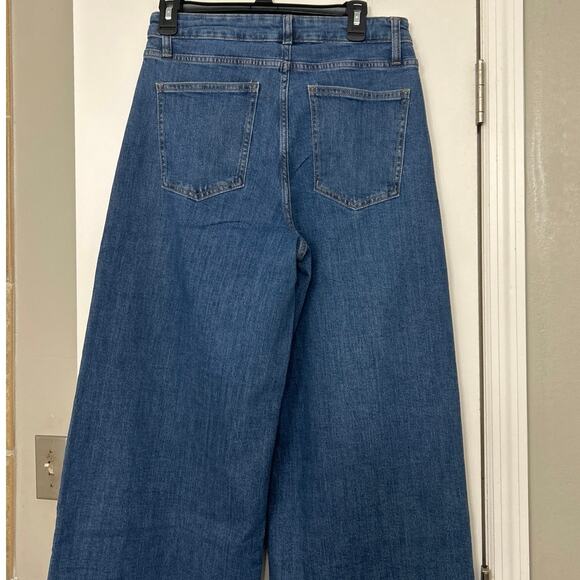 The Drop Frida Wide Leg High Waist Stretch Front Seam Jeans Medium Indigo 30 New - Picture 7 of 12